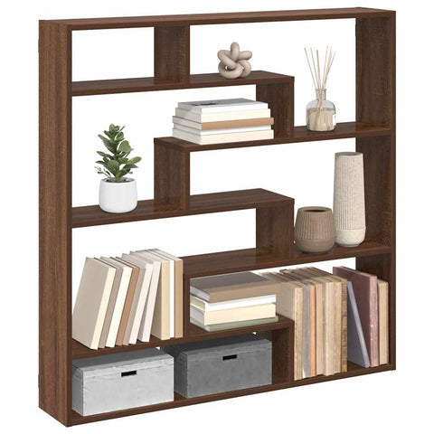 ZNTS Wall Cube Shelf 7 Compartments Brown Oak Engineered Wood 860028