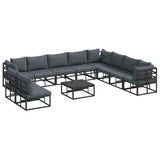 Garden Sofa Set with Cushion 11 pcs Black Aluminium 3378879
