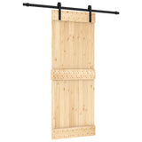 Sliding Door Natural and Black 80 x 210 cm Solid Pine Wood 3444897
