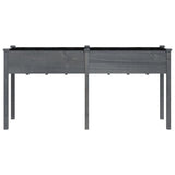 Planter with Liner Grey 161x45x76 cm Solid Wood Fir 364238
