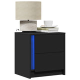 ZNTS Bedside Cabinets with LED Lights 2 pcs Black Engineered Wood 852050