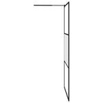 Walk-in Shower Wall 115x195 cm Half Frosted ESG Glass Black 151875