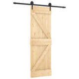Sliding Door Natural and Black 70 x 210 cm Solid Pine Wood 3445119