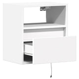 ZNTS Wall-mounted Bedside Cabinets with LED Lights 2 pcs White 3307976