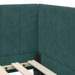 Corner Bed Frame with Headboard Dark green 90 x 200 cm Velvet 42016350