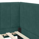 Corner Bed Frame with Headboard Dark green 90 x 200 cm Velvet 42016350