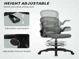 Draughtsman Chair with Flip-up Armrests, Mesh Standing Desk Chair with Lumbar Support and Adjustable T3398P377457