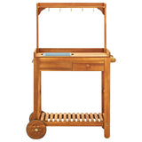 Garden Kitchen Trolley Solid Acacia Wood 92x43.5x141.5 cm 43986