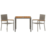 Garden Dining Set 3 pcs Grey Poly Rattan 3365403