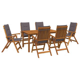 7-Piece Garden Dining Set Natural Solid Acacia Wood 3434579