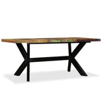 ZNTS Dining Table Solid Reclaimed Wood and Steel Cross 180 cm 244804