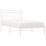 Metal Bed Frame without Mattress with Headboard White 100x190cm 373734