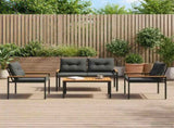 Outdoor Furniture Set 4 pcs Dark Grey Poly Rattan 42025358