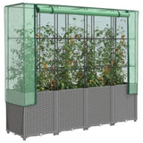 ZNTS Raised Bed with Greenhouse Cover Rattan Look 160x40x153 cm 4015859