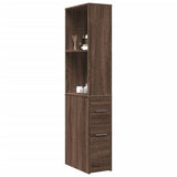 Narrow Bathroom Cupboard with Wheels Brown Oak Engineered Wood 855301