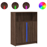 Sideboard with LED Brown Oak 77x34x100 cm Engineered Wood 852151