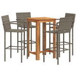 Garden Bar Set Grey Solid acacia wood, PE rattan, powder-coated steel 3295277