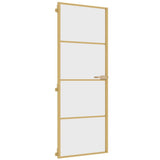 Interior Door Slim Golden 76x201.5 cm Tempered Glass and Aluminium 155132