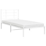 Metal Bed Frame without Mattress with Headboard White 90x190cm 355602