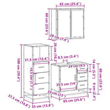 3 Piece Bathroom Furniture Set Smoked Oak Engineered Wood 3301017