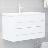 Sink Cabinet with Built-in Basin White Engineered Wood 3099050
