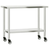 Kitchen Work Table with Overshelf 110x55x150 cm Stainless Steel 3208906
