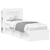 Headboard Cabinet with Storage White Engineered Wood 8001246