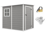 4'x5' Garden Storage Shed, Lean to Shed, Lockable Garden Shed with Window, Vent and Plastic Roof, T3398P313539