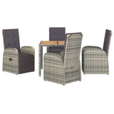 5 Piece Garden Dining Set Grey Poly Rattan&Solid Wood Acacia 3157620
