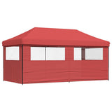 Foldable Party Tent Pop-Up with 3 Sidewalls Burgundy 4004947