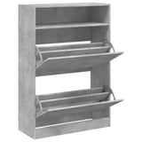 Shoe Cabinet with 2 Flip-Drawers Concrete Grey 80x34x116 cm 3214409