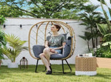 Rattan Chair Outdoor Indoor Wicker Chair with Thickened Cushion and Headrest, Standing Garden T3398P327903