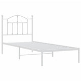 Metal Bed Frame without Mattress with Headboard White 90x190cm 353480