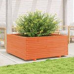 ZNTS Garden Planter Wax Brown 110x110x49.5 cm Solid Wood Pine 3282546