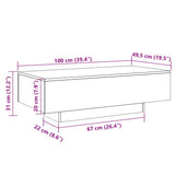 Coffee Table Smoked Oak 100x49.5x31 cm Engineered Wood 833893