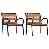Garden Chair Set of 2 Black and Brown Steel and WPC Standard 312036
