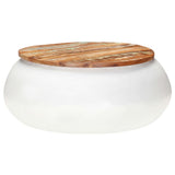 Coffee Table White 68x68x30 cm Solid Reclaimed Wood 323534