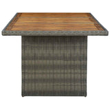 Garden Table Brown Poly Rattan and Solid Acacia Wood 313314