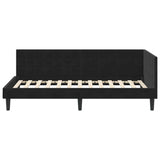 Corner Bed Frame with Headboard Black 90 x 200 cm Velvet 42016433