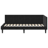 Corner Bed Frame with Headboard Black 90 cm x 200 cm Velvet 42016433