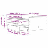 Bed Frame with Drawer Old Wood 100 x 200 cm Solid Pine Wood 3403201