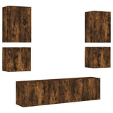 ZNTS 6 Piece TV Wall Units Smoked Oak Engineered Wood 3216475