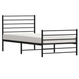 Metal Bed Frame without Mattress with Footboard Black 75x190cm 352327