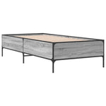 ZNTS Bed Frame Grey Sonoma 100x200 cm Engineered Wood and Metal 844964