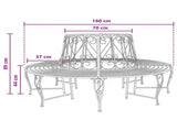 Tree Bench 8-Seater 160 x 89 cm Steel Antique White Round 42029503