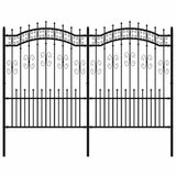 Garden Fence KAMPEN with Spear Top Black 240x150 cm Steel 151087