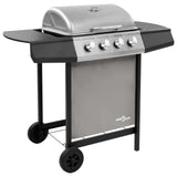 Gas BBQ Grill with 4 Burners Black and Silver 48547