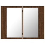 ZNTS LED Mirror Cabinet Brown Oak 60x12x45 cm Engineered Wood 822843