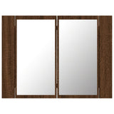 ZNTS LED Mirror Cabinet Brown Oak 60x12x45 cm Engineered Wood 822843