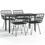 5 Piece Garden Dining Set Black Poly Rattan 3157868